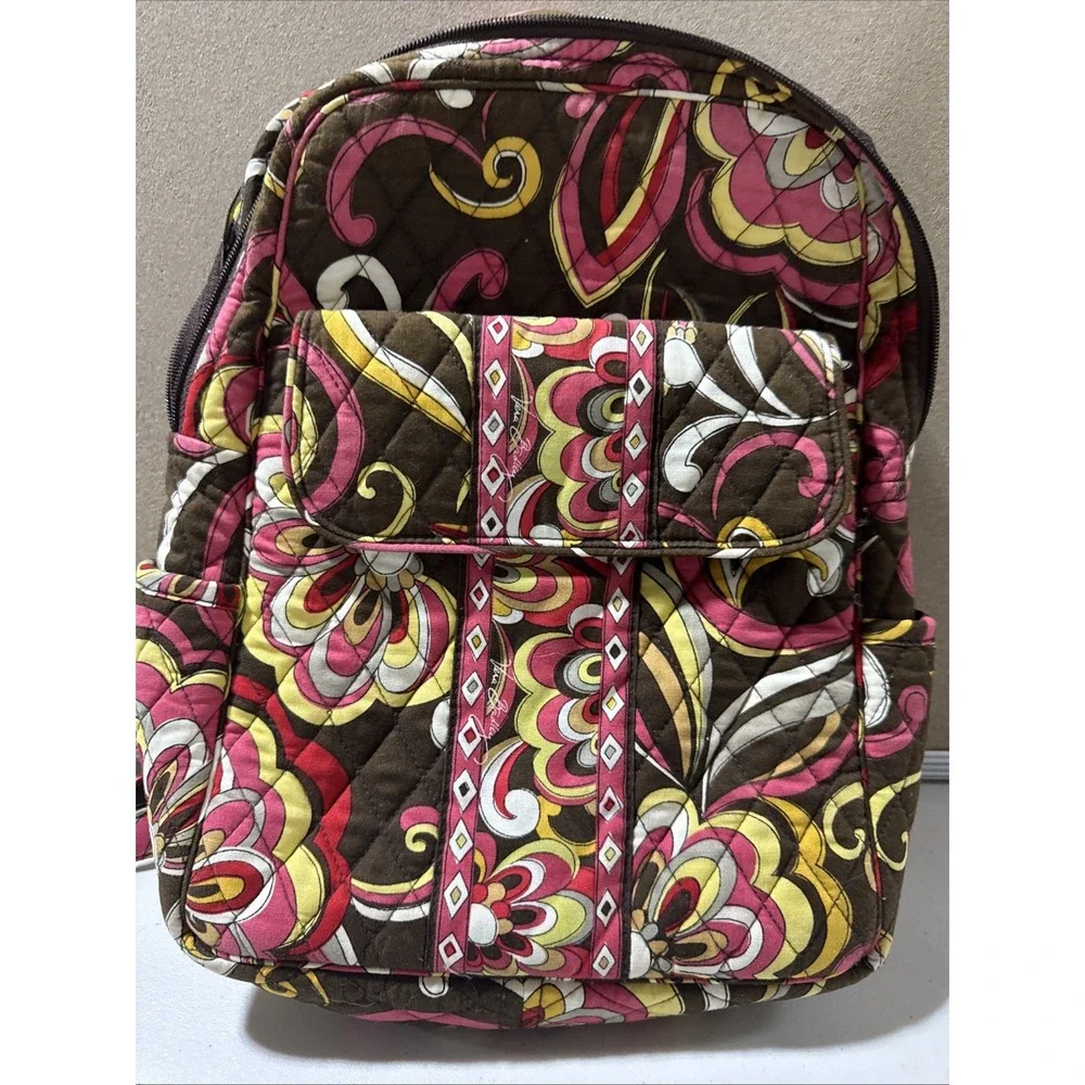 Vera Bradley Medallion Paisley Campus Quilted Backpack School Bag Book Bag